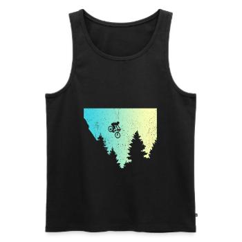 Mountain biker MTB gift Funny saying - Men's Premium Organic Tank Top - black - Front - AI Model Male 178 light (178cm)