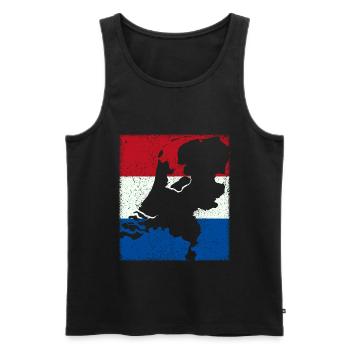 Niederlande Flagge mit Karte / Umriss - Männer Premium Bio Tank Top - Schwarz - Vorne - AI Model Male 178 light (178cm)