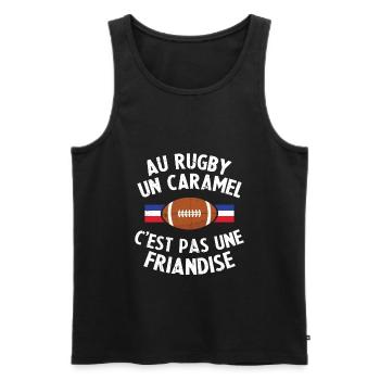 Au Rugby Un Caramel C'est Pas Une Friandise - Débardeur bio Premium Homme - noir - Devant - AI Model Male 178 light (178cm)