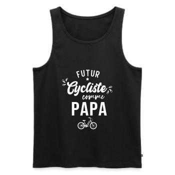 Futur cycliste comme papa, cadeau amoureux vélo - Débardeur bio Premium Homme - noir - Devant - AI Model Male 178 light (178cm)