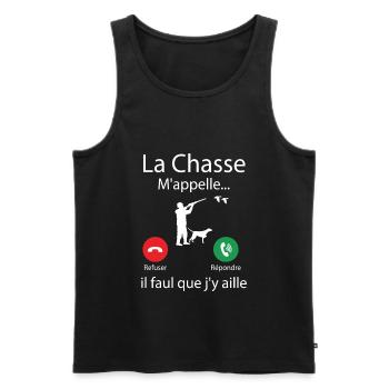 La Chasse m'appelle faut que j'y aille ! - Débardeur bio Premium Homme - noir - Devant - Michal (187cm)