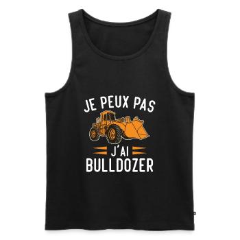 Je peux pas j'ai bulldozer humour cadeau - Débardeur bio Premium Homme - noir - Devant - Michal (187cm)