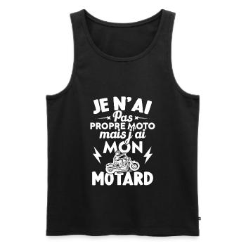Je n'ai pas propre moto mais j'ai mon motard - Débardeur bio Premium Homme - noir - Devant - Michal (187cm)