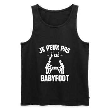 Je peux pas j'ai babyfoot humour cadeau - Débardeur bio Premium Homme - noir - Devant - Michal (187cm)