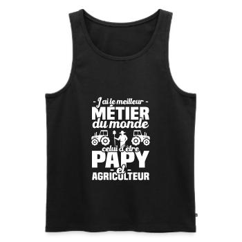 Meilleur métier du monde papy et agriculteur - Débardeur bio Premium Homme - noir - Devant - Michal (187cm)