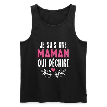 Je suis Une Maman Qui déchire, Cadeau parfait mère - Débardeur bio Premium Homme - noir - Devant - Michal (187cm)