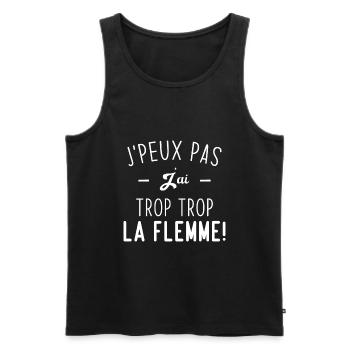 J'peux Pas J'ai trop trop La Flemme - Débardeur bio Premium Homme - noir - Devant - Michal (187cm)