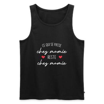 Ce qui se passe chez mamie reste chez mamie ! - Débardeur bio Premium Homme - noir - Devant - Michal (187cm)