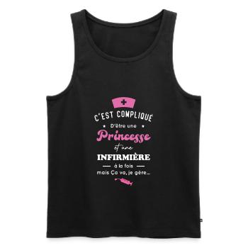 Princesse et infirmière, Cadeau infirmière femme - Débardeur bio Premium Homme - noir - Devant - Michal (187cm)