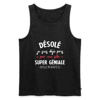 Je suis déjà pris par une fille super géniale - Débardeur bio Premium Homme - noir - Devant - Michal (187cm)