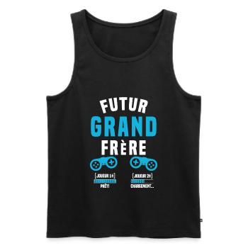 Futur grand frère geek annonce grand frère annonce - Débardeur bio Premium Homme - noir - Devant - AI Model Male 178 light (178cm)