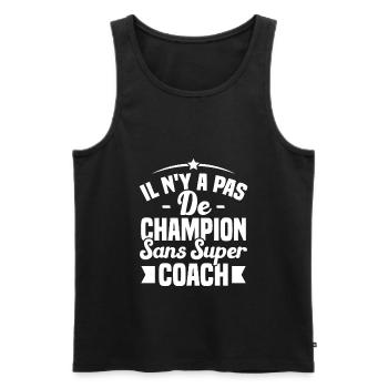 il n y a pas de champion sans super coach - Débardeur bio Premium Homme - noir - Devant - Michal (187cm)