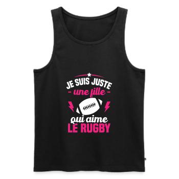 Je suis juste une fille qui aime le rugby - Débardeur bio Premium Homme - noir - Devant - AI Model Male 178 light (178cm)