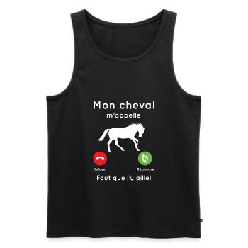 Mon cheval m'appelle faut que j’y aille Cadeau - Débardeur bio Premium Homme - noir - Devant - Michal (187cm)