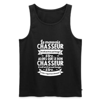 Humour Cadeau Pour Bon Chasseur - Débardeur bio Premium Homme - noir - Devant - Michal (187cm)