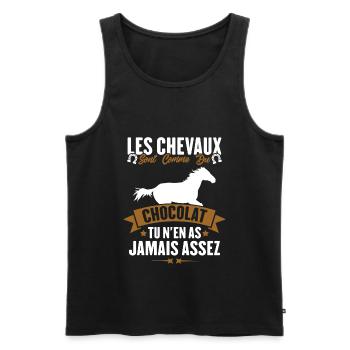 Les chevaux sont comme du chocolat humour cadeau - Débardeur bio Premium Homme - noir - Devant - Michal (187cm)