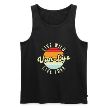 Live wild, live free, van life - Débardeur bio Premium Homme - noir - Devant - Michal (187cm)