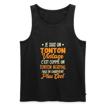 Tonton Vintage C'est Comme Tonton Normal Plus Cool - Débardeur bio Premium Homme - noir - Devant - AI Model Male 178 light (178cm)