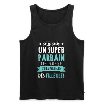 Je suis un super parrain j'ai filleules - Débardeur bio Premium Homme - noir - Devant - Michal (187cm)