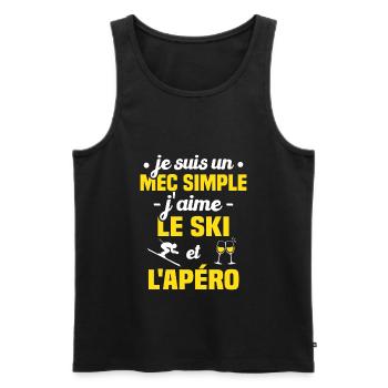 Je suis un mec simple j'aime le ski et l'apéro - Débardeur bio Premium Homme - noir - Devant - Michal (187cm)