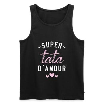 Cadeau Femme Super tata d'amour - Débardeur bio Premium Homme - noir - Devant - Michal (187cm)