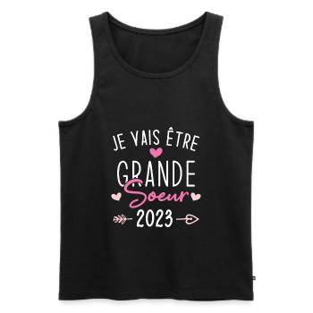 Je Vais Être Grande Sœur 2023 - Débardeur bio Premium Homme - noir - Devant - Michal (187cm)