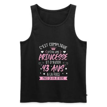 Une princesse et d'avoir 43 ans, Cadeau 43 ans - Débardeur bio Premium Homme - noir - Devant - Michal (187cm)