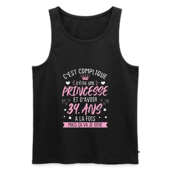 Une princesse et d'avoir 34 ans, Cadeau 34 ans - Débardeur bio Premium Homme - noir - Devant - AI Model Male 178 light (178cm)