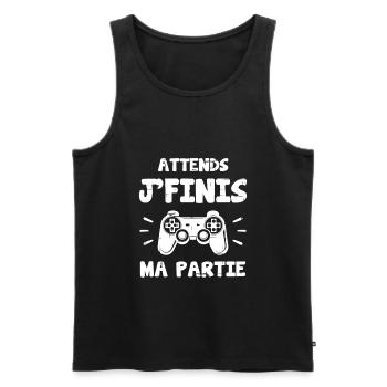 Attends Je Finis ma Partie - Débardeur bio Premium Homme - noir - Devant - Michal (187cm)