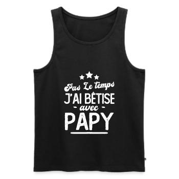 Pas le temps j'ai bêtise avec papy - Débardeur bio Premium Homme - noir - Devant - Michal (187cm)