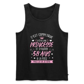 Une princesse et d'avoir 58 ans, Cadeau 58 ans - Débardeur bio Premium Homme - noir - Devant - Michal (187cm)
