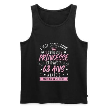 Une princesse et d'avoir 63 ans, Cadeau 63 ans - Débardeur bio Premium Homme - noir - Devant - Michal (187cm)