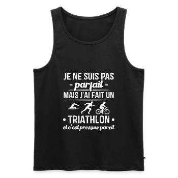 Pas parfait mais j'ai fait un triathlon - Débardeur bio Premium Homme - noir - Devant - Michal (187cm)