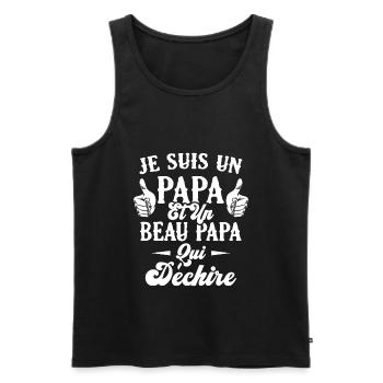 Je suis un papa et un beau papa qui déchire - Débardeur bio Premium Homme - noir - Devant - Michal (187cm)
