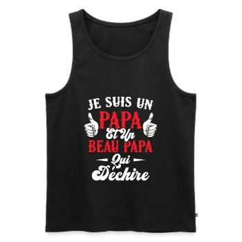 Je suis un papa et un beau papa qui déchire - Débardeur bio Premium Homme - noir - Devant - Michal (187cm)
