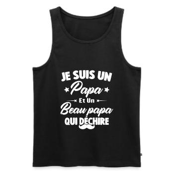 je suis un papa et beau-papa qui déchire - Débardeur bio Premium Homme - noir - Devant - Michal (187cm)