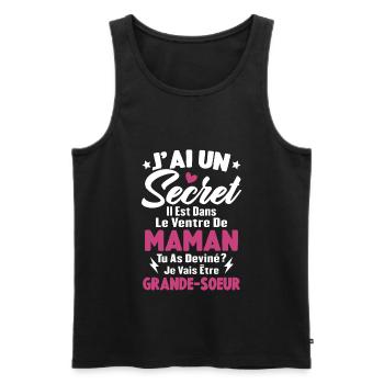 J'ai un secret je vais être grande sœur cadeau - Débardeur bio Premium Homme - noir - Devant - Michal (187cm)