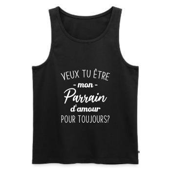 Veux Tu Être Mon Parrain d'amour pour toujours - Débardeur bio Premium Homme - noir - Devant - Michal (187cm)