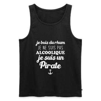 je bois du rhum je ne suis pas alcoolique - Débardeur bio Premium Homme - noir - Devant - Michal (187cm)