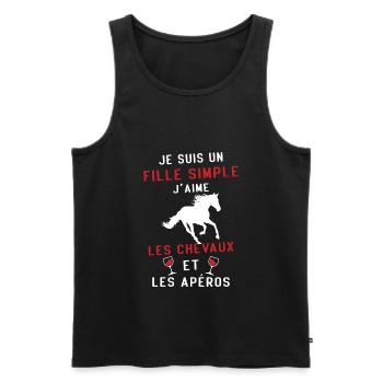 Je suis un fille j'aime les chevaux et les apéros - Débardeur bio Premium Homme - noir - Devant - AI Model Male 178 light (178cm)