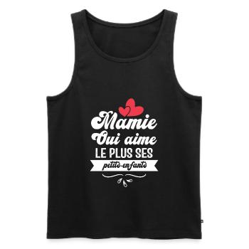 Mamie qui aime le plus ses petits enfants - Débardeur bio Premium Homme - noir - Devant - Michal (187cm)