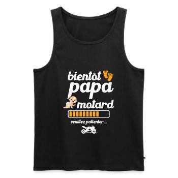 Bientôt papa motard - Débardeur bio Premium Homme - noir - Devant - AI Model Male 178 light (178cm)