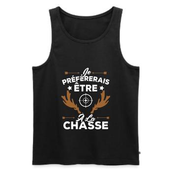 Je préférerais être à la chasse, Cadeau Chasseur - Débardeur bio Premium Homme - noir - Devant - Michal (187cm)