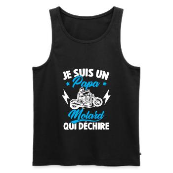 Je Suis Un Papa Motard Qui Déchire - Débardeur bio Premium Homme - noir - Devant - Michal (187cm)