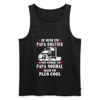Je Suis Un Papa Routier C'est Comme Un Papa - Débardeur bio Premium Homme - noir - Devant - Michal (187cm)