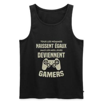 Tous Les Hommes Naissent Égaux - Meilleurs Gamers - Débardeur bio Premium Homme - noir - Devant - Michal (187cm)
