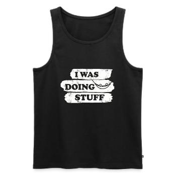 I was doing stuff - Hammock vintage - Men's Premium Organic Tank Top - black - Front - AI Model Male 178 light (178cm)