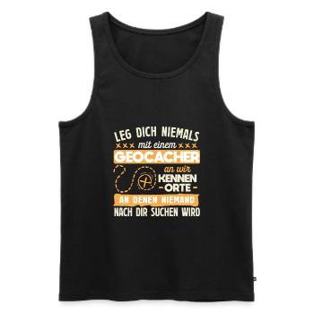 Geocaching Geocacher Proverbe - Débardeur bio Premium Homme - noir - Devant - Michal (187cm)