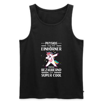 Unicorn Einhorn Physios Geschenk - Männer Premium Bio Tank Top - Schwarz - Vorne - Michal (187cm)