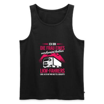 Frau Eines Heißen LKW-Fahrers Trucker Lastwagen - Männer Premium Bio Tank Top - Schwarz - Vorne - AI Model Male 178 light (178cm)